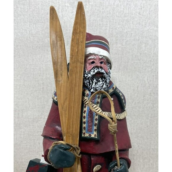 11 Large NORDIC Santa Claus Collectible Figurine with Skis Unmarked Odd - Picture 3 of 11